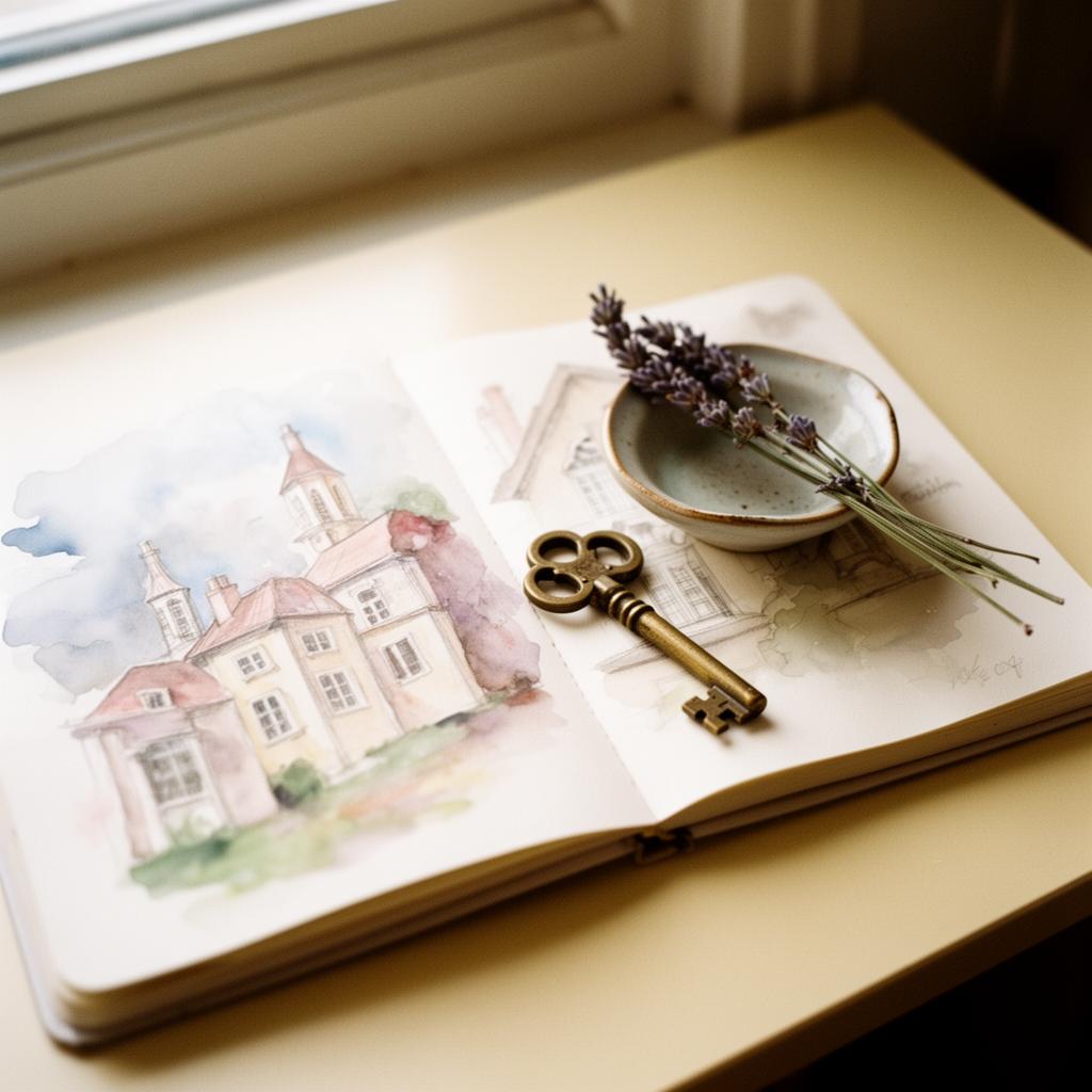 An open sketchbook on a desk